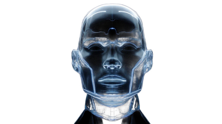 Futuristic Hologram Head Vinyl Car Decal Sticker – Waterproof & UV-Resistant 8"