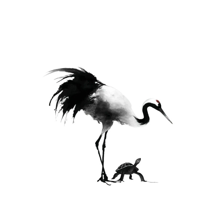 Dancing Crane Tortoise Vinyl Car Decal Sticker – Waterproof & UV-Resistant 8"