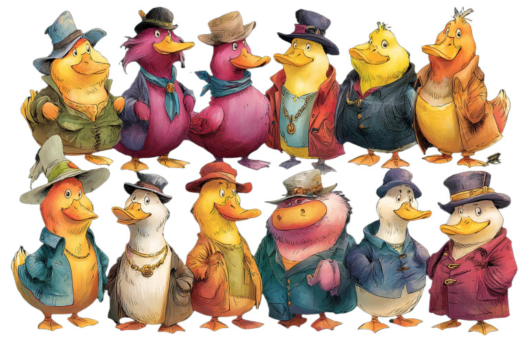 Stylish Cartoon Ducks V2 Vinyl Car Decal Sticker – Waterproof & UV-Resistant 8"