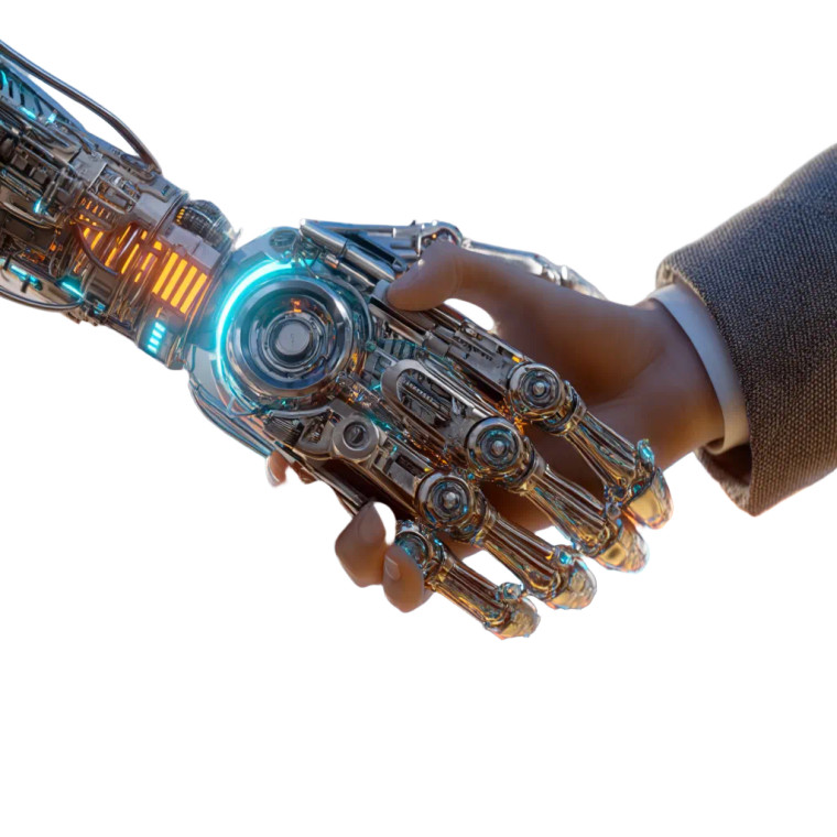 Human-Robot Handshake V2 Vinyl Car Decal Sticker – Waterproof & UV-Resistant 8"