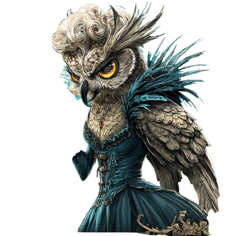 Rococo Owl Vinyl Car Decal Sticker – Waterproof & UV-Resistant 8"