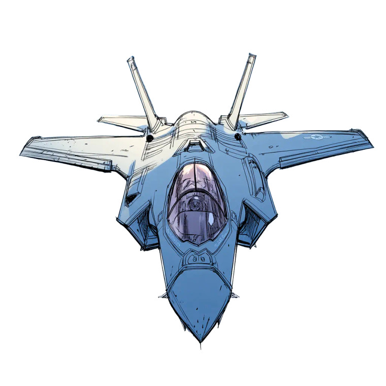 F35 Jet Sketch Vinyl Car Decal Sticker – Waterproof & UV-Resistant 8"