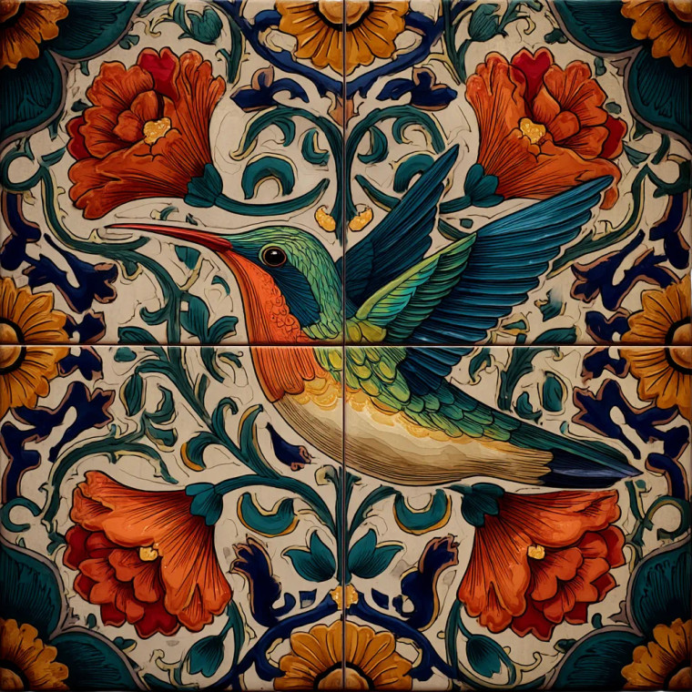 Hummingbird Tile Vinyl Car Decal Sticker – Waterproof & UV-Resistant 8"