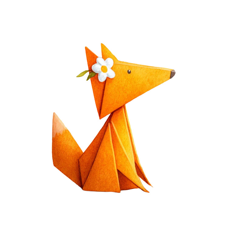 Origami Fox Flower Vinyl Car Decal Sticker – Waterproof & UV-Resistant 8"