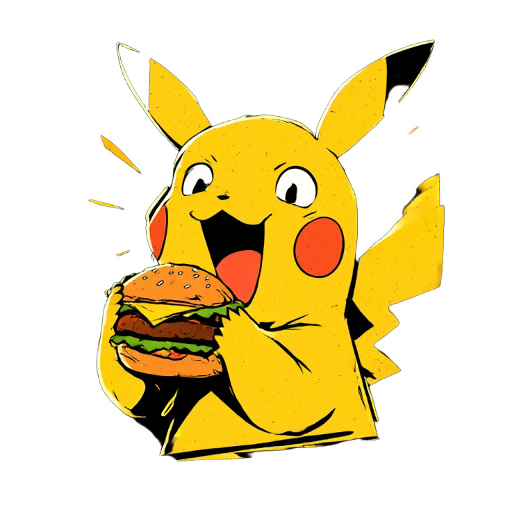 Pikachu With Burger Vinyl Car Decal Sticker – Waterproof & UV-Resistant 8"