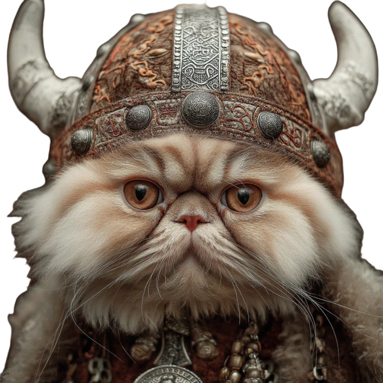 Viking Persian Cat Vinyl Car Decal Sticker – Waterproof & UV-Resistant 8"