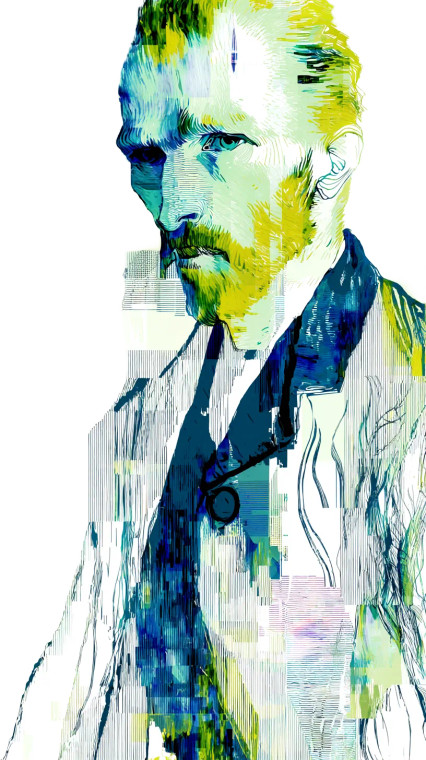 Cyber Van Gogh Vinyl Car Decal Sticker – Waterproof & UV-Resistant 8"