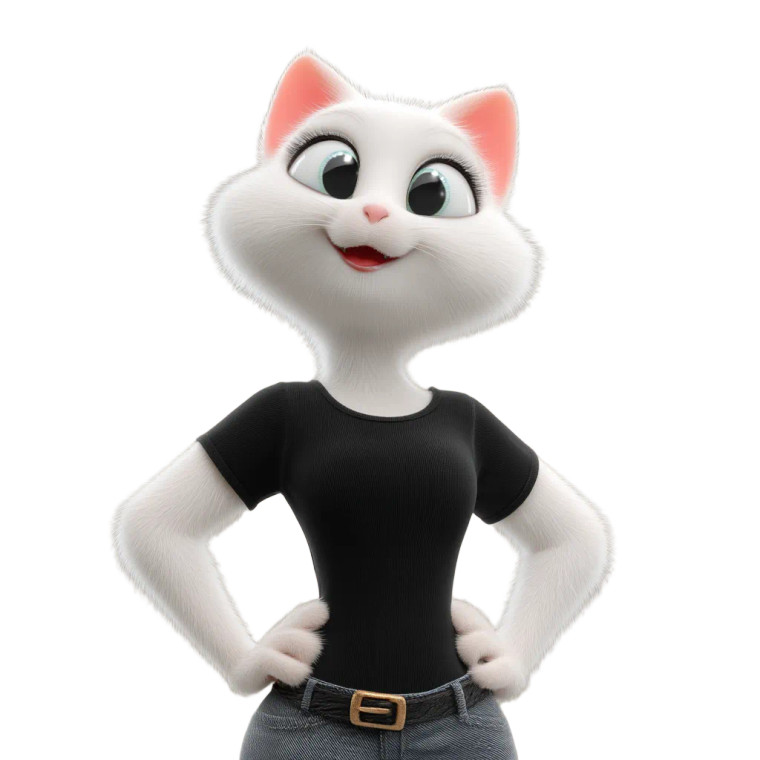 Charismatic Cat Character Vinyl Car Decal Sticker – Waterproof & UV-Resistant 8"