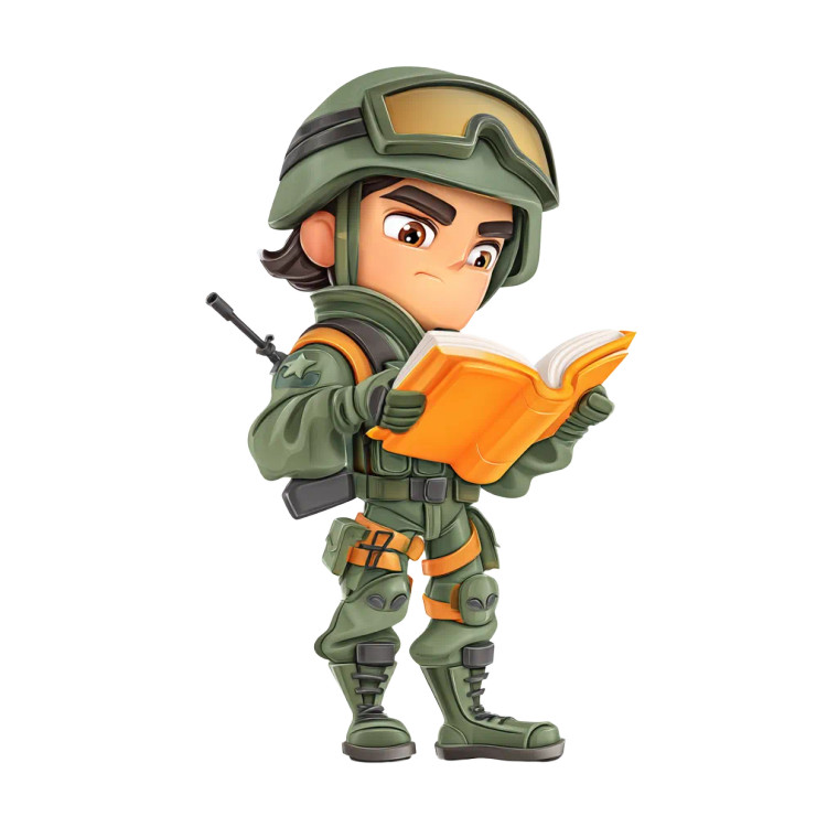 Soldier With Book Vinyl Car Decal Sticker – Waterproof & UV-Resistant 8"