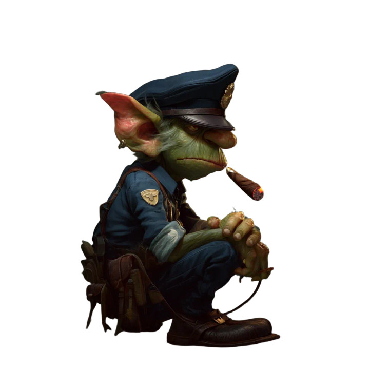 Goblin Policeman Smoking V3 Vinyl Car Decal Sticker – Waterproof & UV-Resistant 8"
