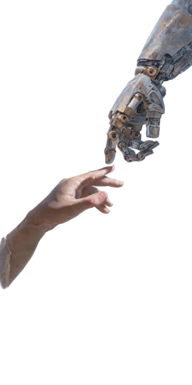 Human And Robotic Hands Vinyl Car Decal Sticker – Waterproof & UV-Resistant 8"