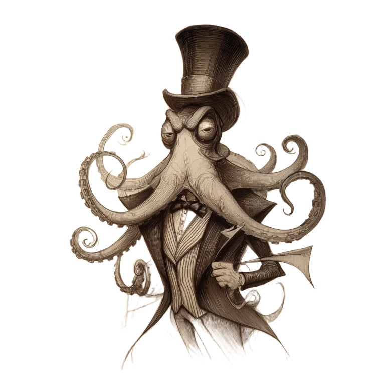 Burtonesque Octopus Vinyl Car Decal Sticker – Waterproof & UV-Resistant 8"