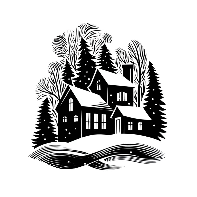 Snowy House Silhouette Vinyl Car Decal Sticker – Waterproof & UV-Resistant 8"