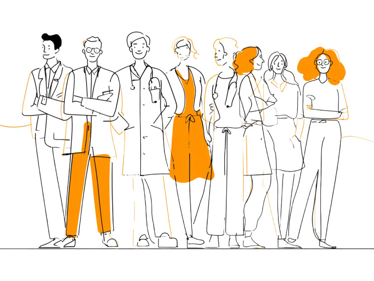 Doctor Group Illustration Vinyl Car Decal Sticker – Waterproof & UV-Resistant 8"