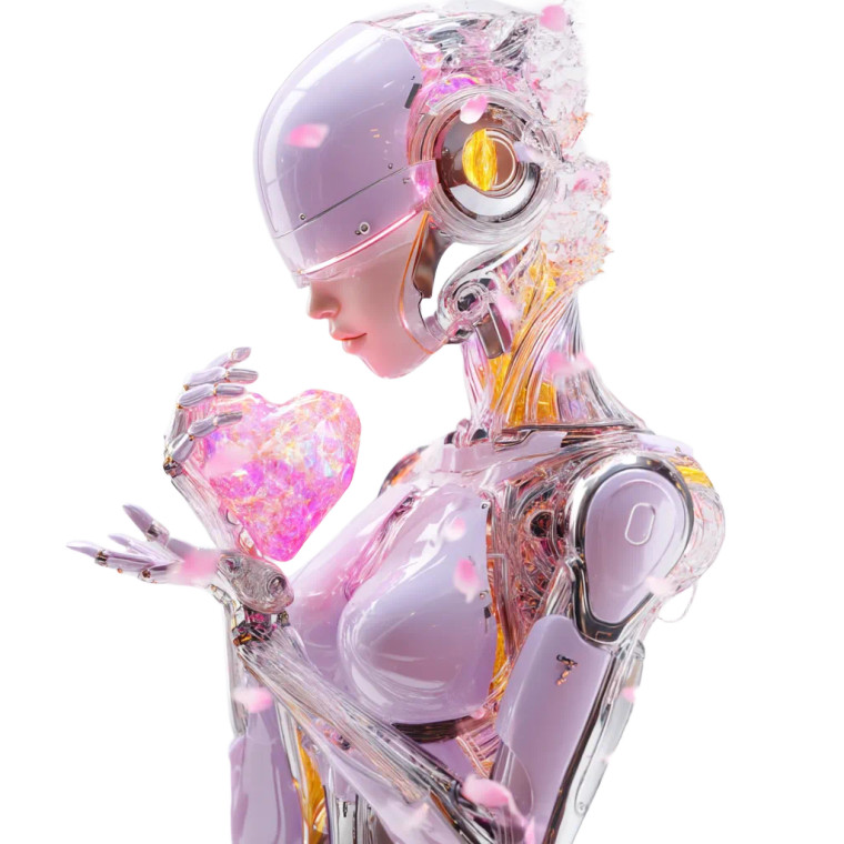 Violet Robot Heart Vinyl Car Decal Sticker – Waterproof & UV-Resistant 8"