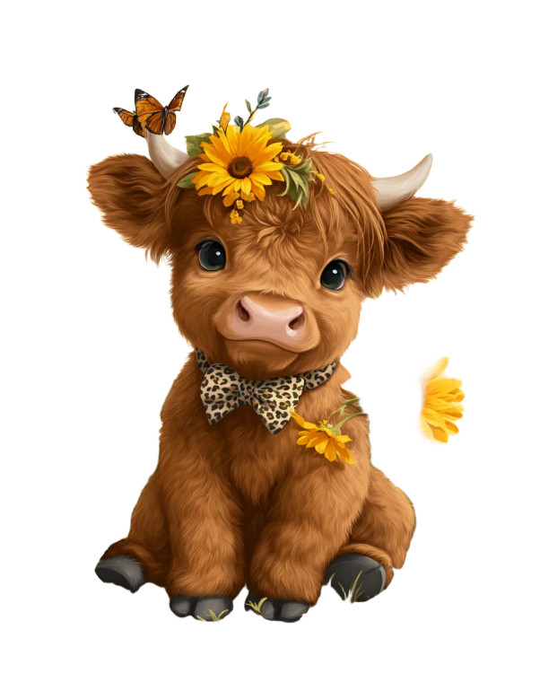 Sunflower Highland Cow Vinyl Car Decal Sticker – Waterproof & UV-Resistant 8"