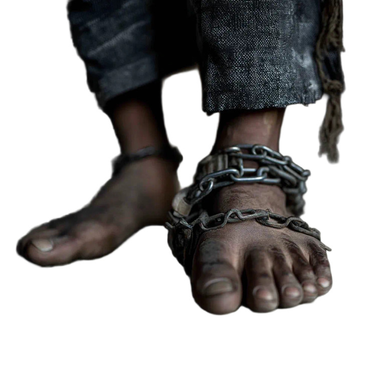 Chained Bare Feet Vinyl Car Decal Sticker – Waterproof & UV-Resistant 8"