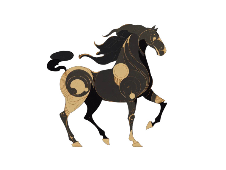 Art Deco Stallion Vinyl Car Decal Sticker – Waterproof & UV-Resistant 8"
