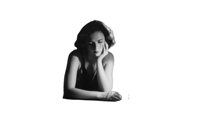 Sorrowful Woman At Table Vinyl Car Decal Sticker – Waterproof & UV-Resistant 8"