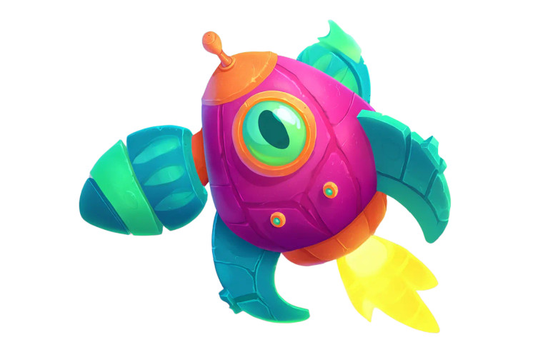 Cartoony Rocket Ship Vinyl Car Decal Sticker – Waterproof & UV-Resistant 8"