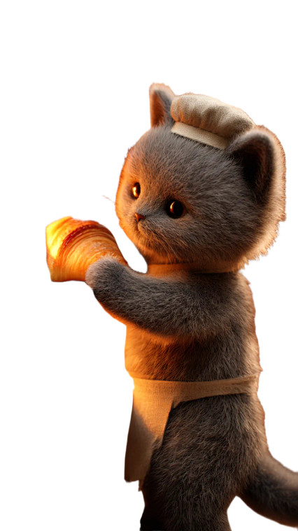 Baker Kitten Croissants Vinyl Car Decal Sticker – Waterproof & UV-Resistant 8"