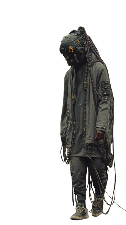 Futuristic Cybernetic Man Vinyl Car Decal Sticker – Waterproof & UV-Resistant 8"