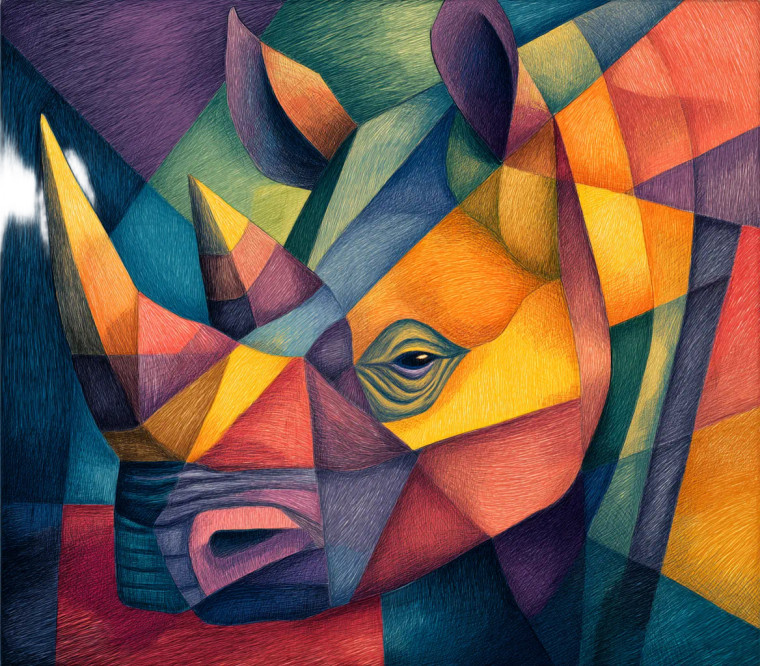 Cubist African Rhino Vinyl Car Decal Sticker – Waterproof & UV-Resistant 8"