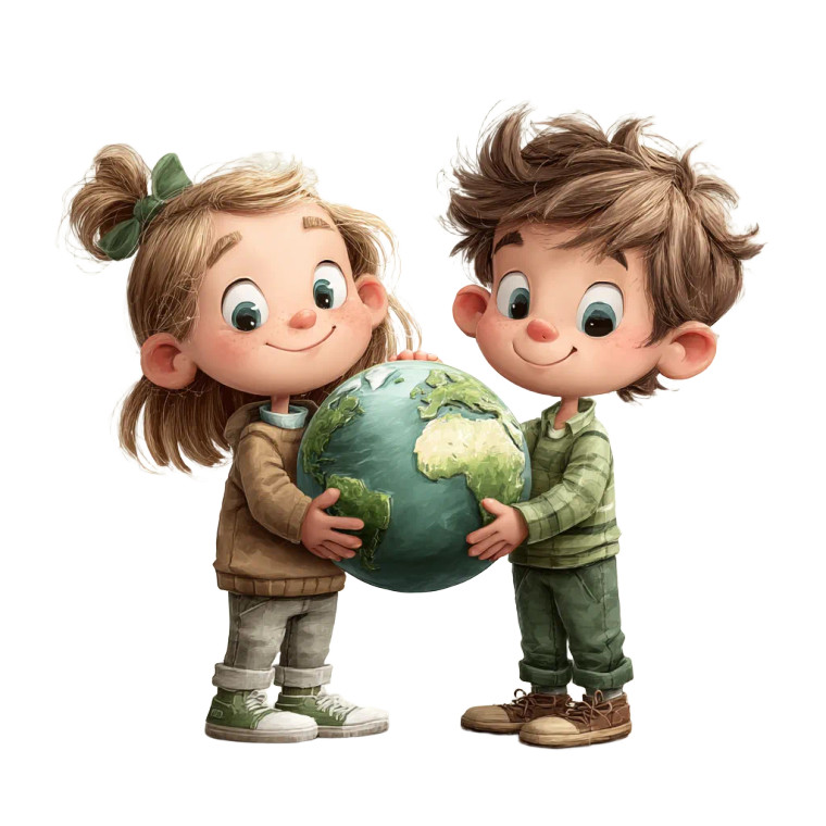 Kids Holding Earth Vinyl Car Decal Sticker – Waterproof & UV-Resistant 8"
