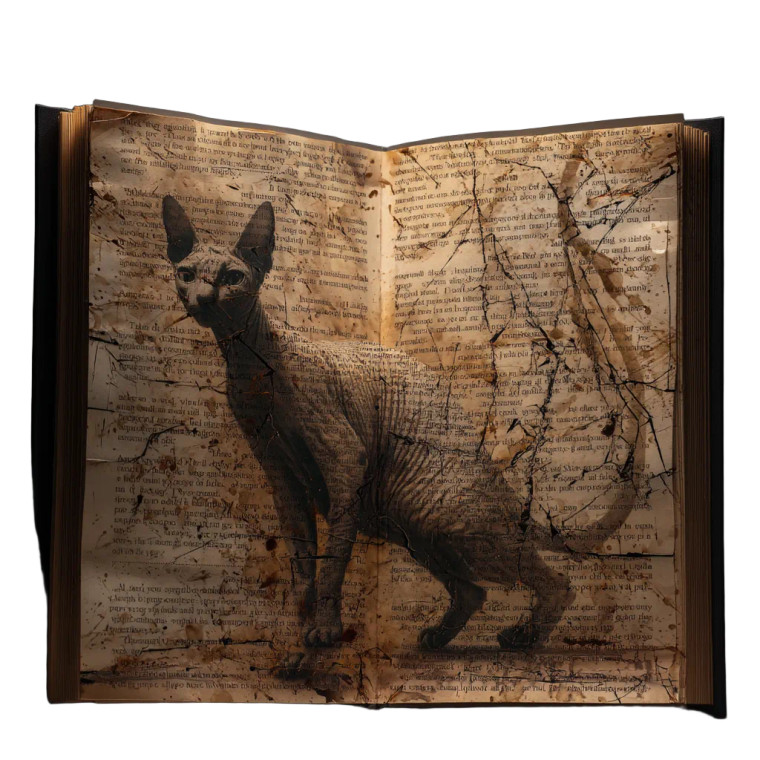 Book Page Sphynx Vinyl Car Decal Sticker – Waterproof & UV-Resistant 8"