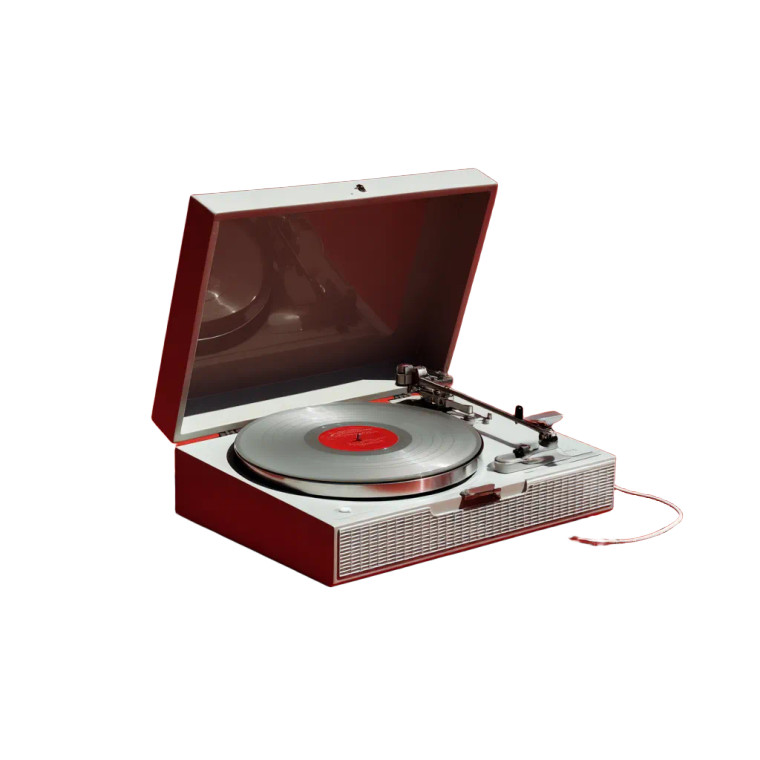 Red Record Player Vinyl Car Decal Sticker – Waterproof & UV-Resistant 8"