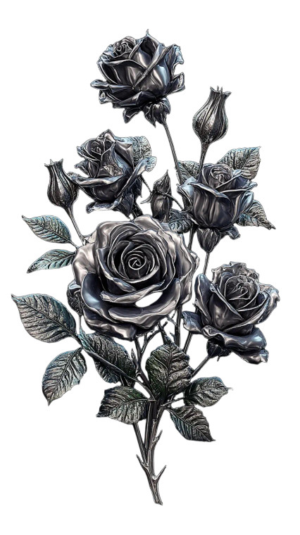 Chrome Roses Bouquet Vinyl Car Decal Sticker – Waterproof & UV-Resistant 8"