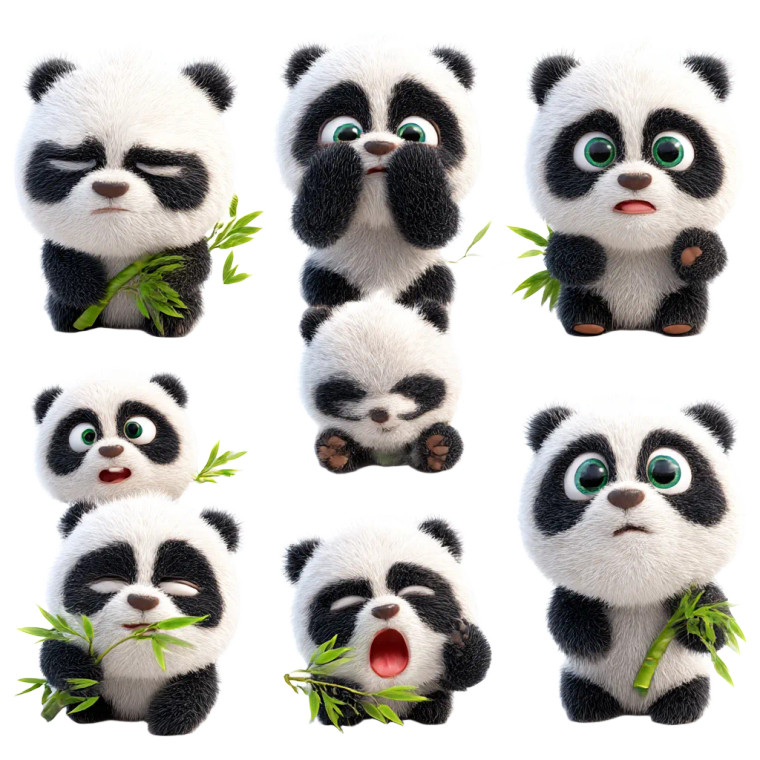 Panda Emoticon Pack Vinyl Car Decal Sticker – Waterproof & UV-Resistant 8"