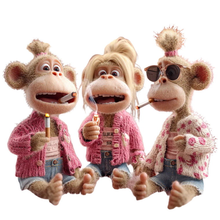 Smoking Monkey Trio Vinyl Car Decal Sticker – Waterproof & UV-Resistant 8"