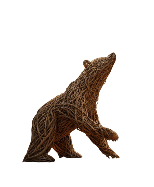 Wooden Bear Sculpture Vinyl Car Decal Sticker – Waterproof & UV-Resistant 8"