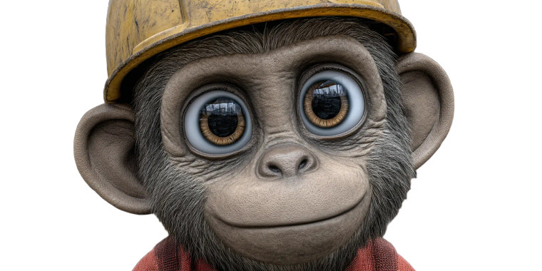 Monkey Construction Worker Vinyl Car Decal Sticker – Waterproof & UV-Resistant 8"