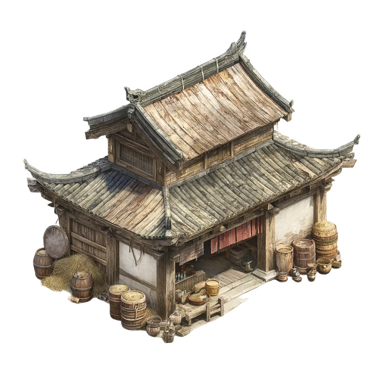 Ancient Chinese House Vinyl Car Decal Sticker – Waterproof & UV-Resistant 8"