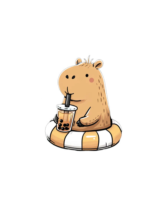 Capybara With Boba Vinyl Car Decal Sticker – Waterproof & UV-Resistant 8"