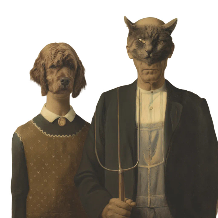 Anthropomorphic American Gothic Vinyl Car Decal Sticker – Waterproof & UV-Resistant 8"