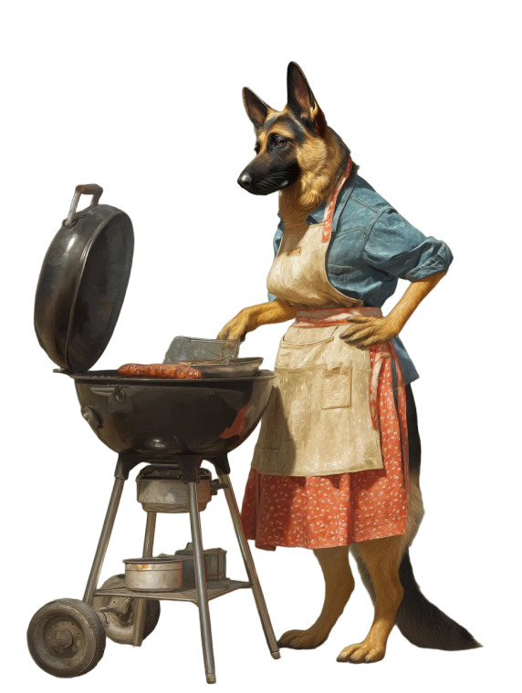 Barbecuing German Shepherd Vinyl Car Decal Sticker – Waterproof & UV-Resistant 8"