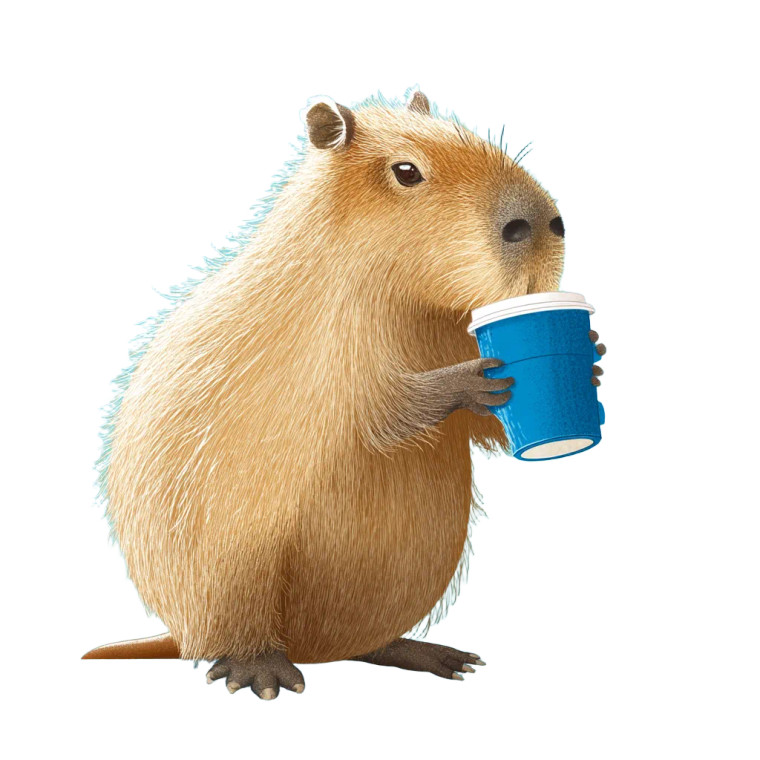 Baby Capybara Drinking Vinyl Car Decal Sticker – Waterproof & UV-Resistant 8"