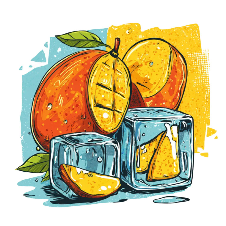 Mango Ice Cube Vinyl Car Decal Sticker – Waterproof & UV-Resistant 8"