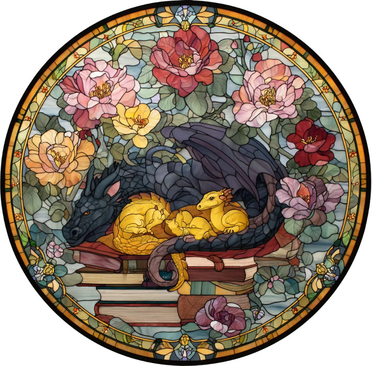 Dragon Stained Glass V9 Vinyl Car Decal Sticker – Waterproof & UV-Resistant 8"