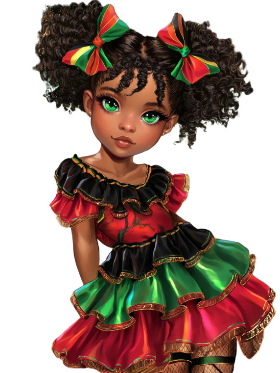 Chibi Pan-African Girl Vinyl Car Decal Sticker – Waterproof & UV-Resistant 8"