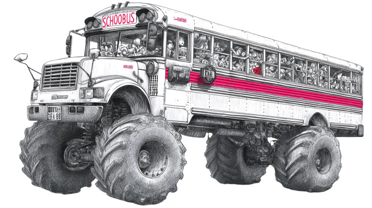 Monster Bus Sketch Vinyl Car Decal Sticker – Waterproof & UV-Resistant 8"