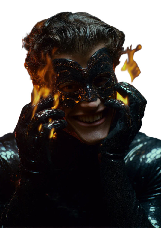 Fiery Masked Superhero Vinyl Car Decal Sticker – Waterproof & UV-Resistant 8"