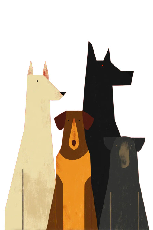 Stylised Dogs Illustration Vinyl Car Decal Sticker – Waterproof & UV-Resistant 8"