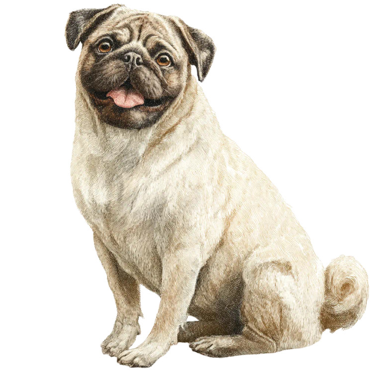 Happy Fawn Pug Vinyl Car Decal Sticker – Waterproof & UV-Resistant 8"