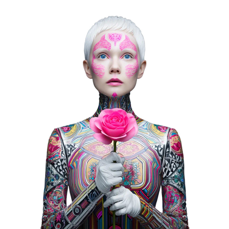 Fashion Model With Rose Vinyl Car Decal Sticker – Waterproof & UV-Resistant 8"