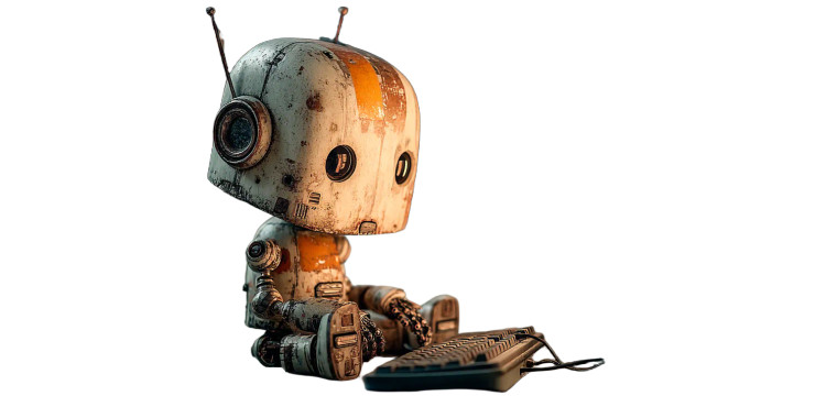 Confused Robot Typing Vinyl Car Decal Sticker – Waterproof & UV-Resistant 8"