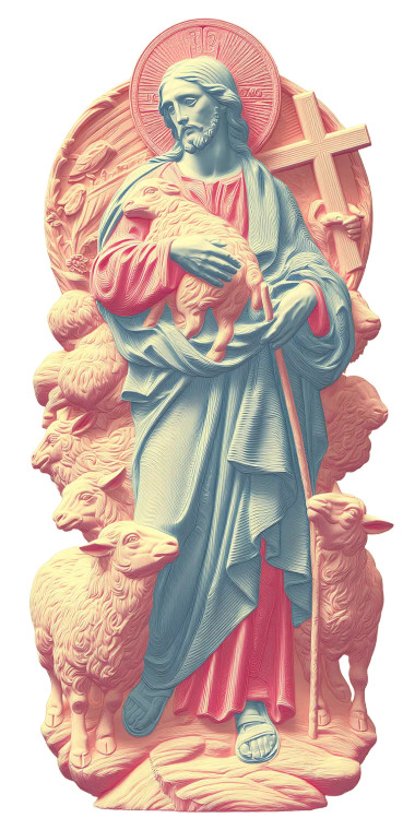 Christ With Sheep Wool Vinyl Car Decal Sticker – Waterproof & UV-Resistant 8"